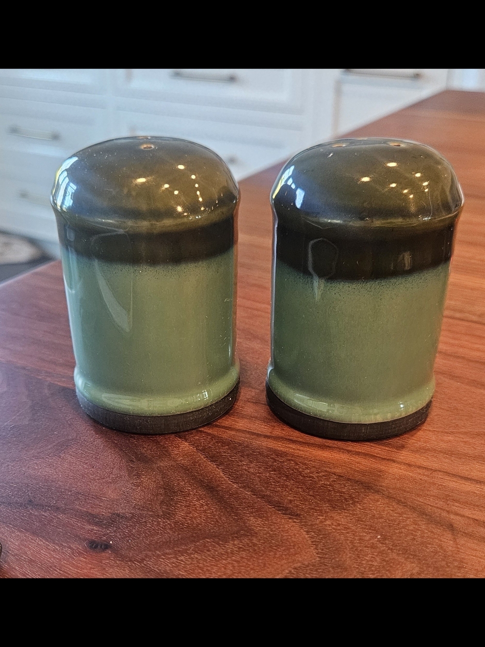 Sango NOVA Green Ceramic Salt and Pepper Shakers